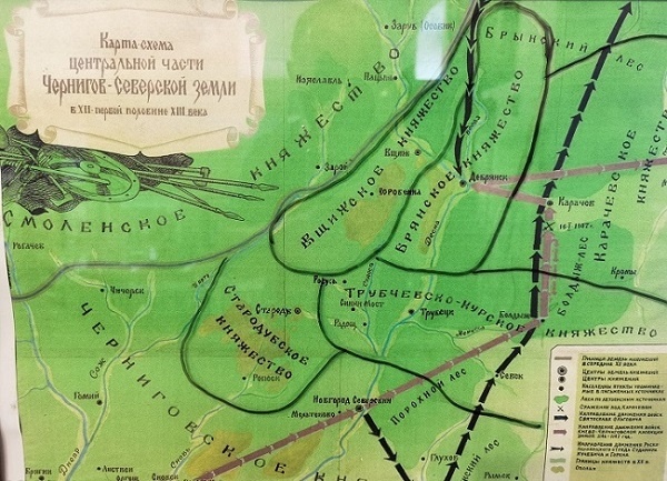 Карта-схема центральной части Чернигов-Северской земли в XII - XIII вв.