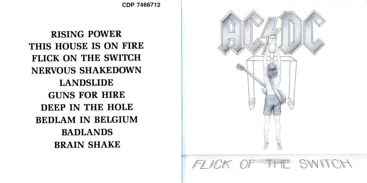 Страница буклета диска альбома AC/DC - Flick Of The Switch (1983)