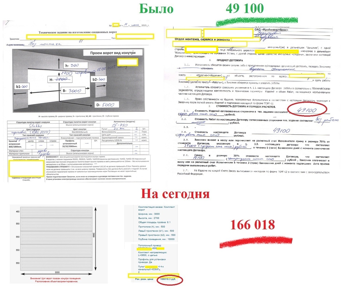 Сравнение цен на гаражные ворота в 2015 году и в 2024