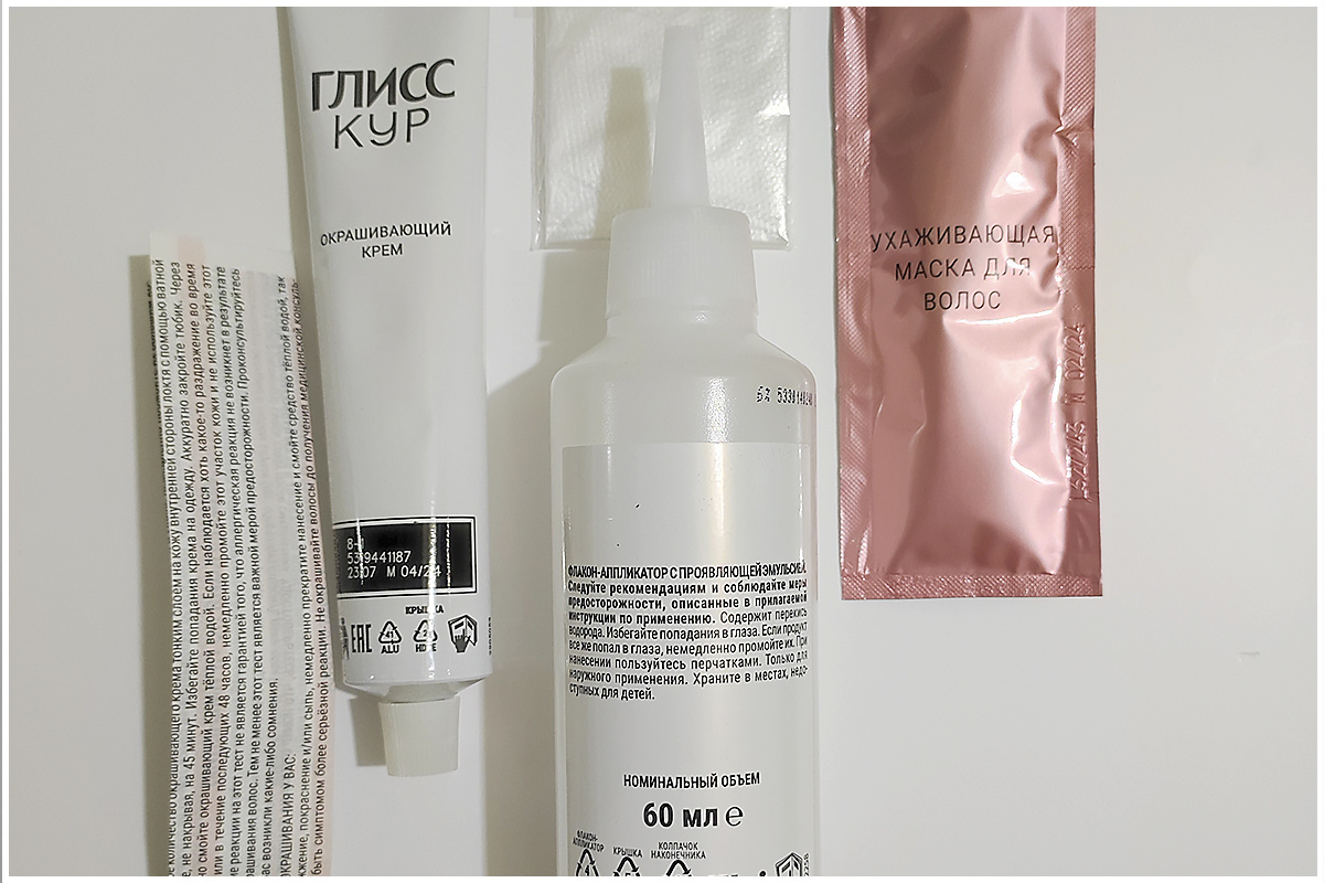 Состав упаковки краски для волос