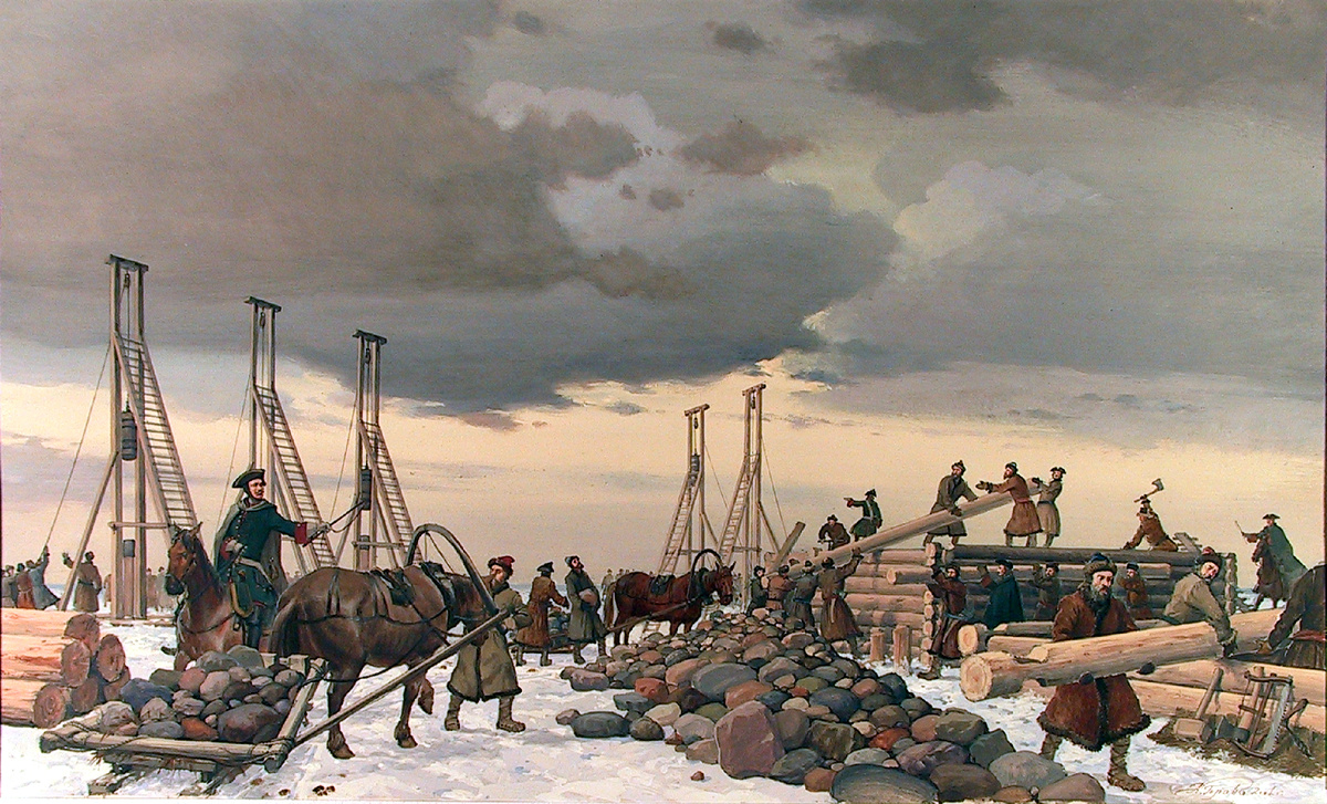 Строительство форта "Кроншлот" (худ. А. Тронь)