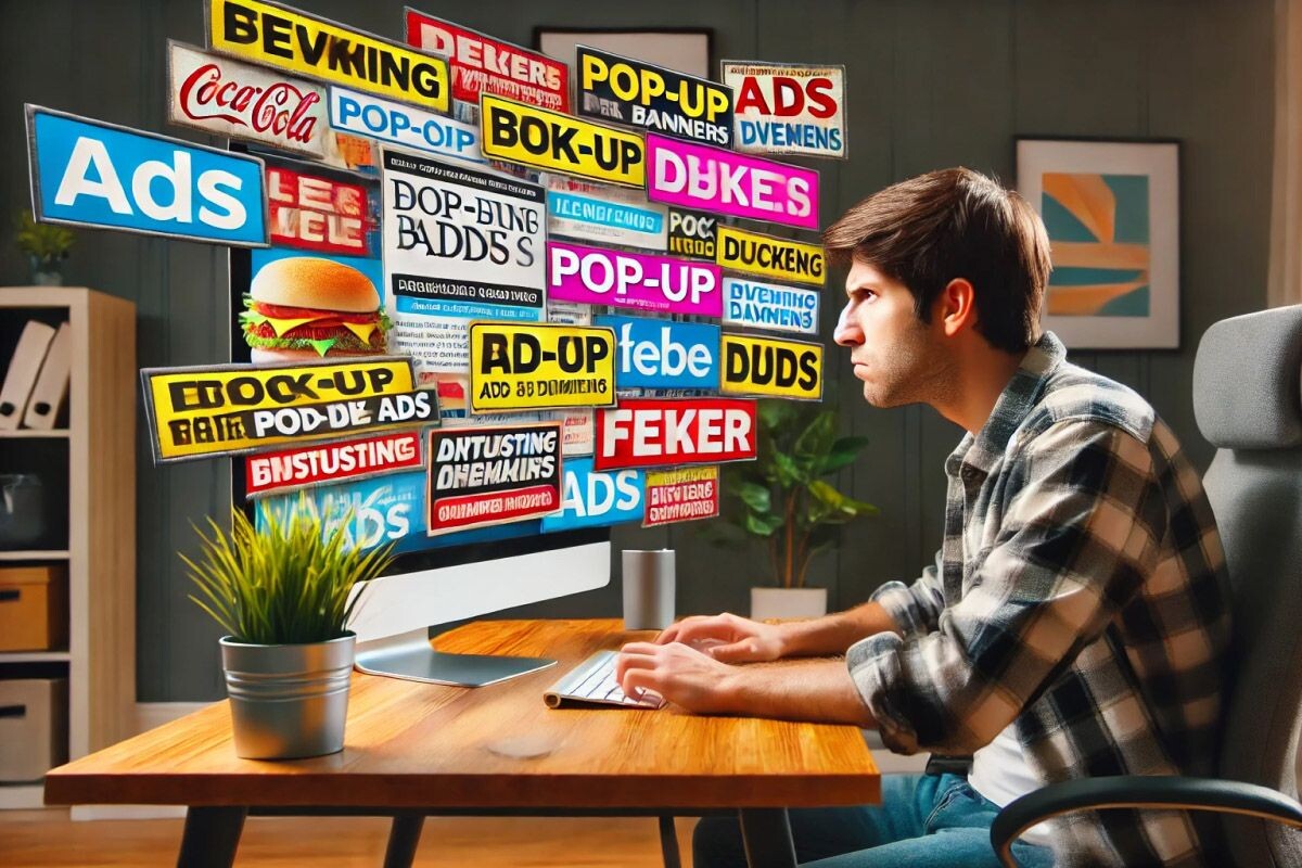 Реклама в интернете может быть очень навязчивой и раздражающей. Источник: нейросеть📷
