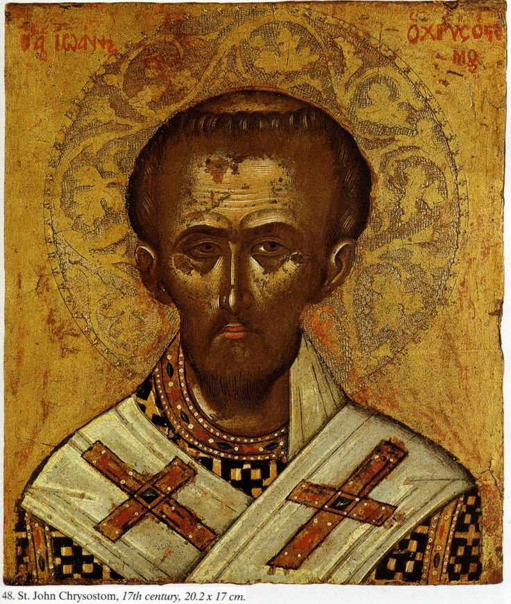 Иоанн Златоуст, византийская икона, XVII век