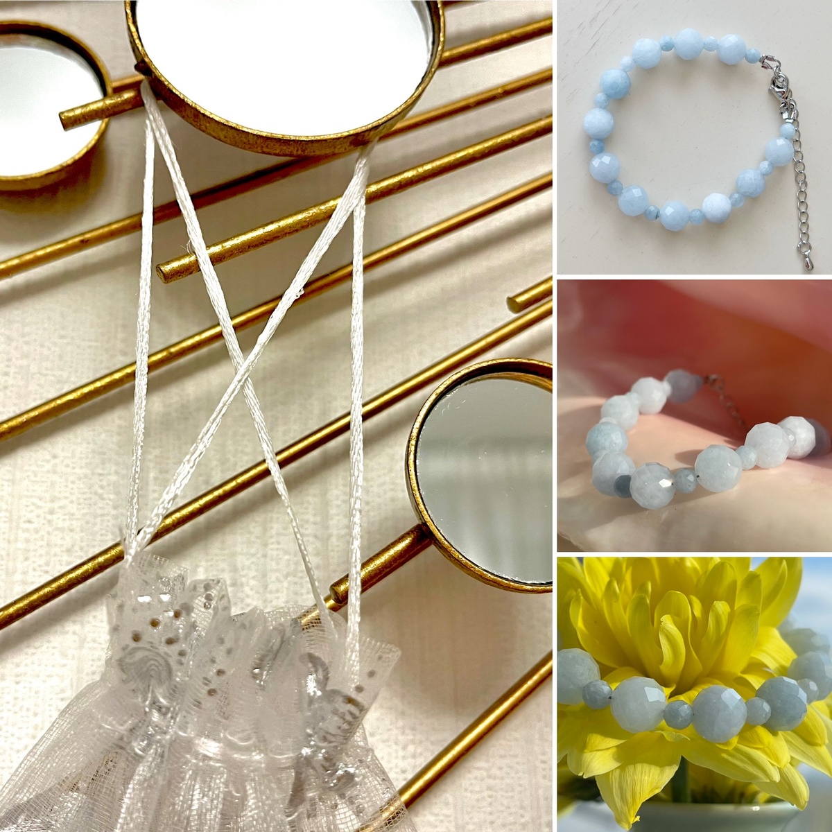 Энергобраслет из аквамарина и руна Дагаз