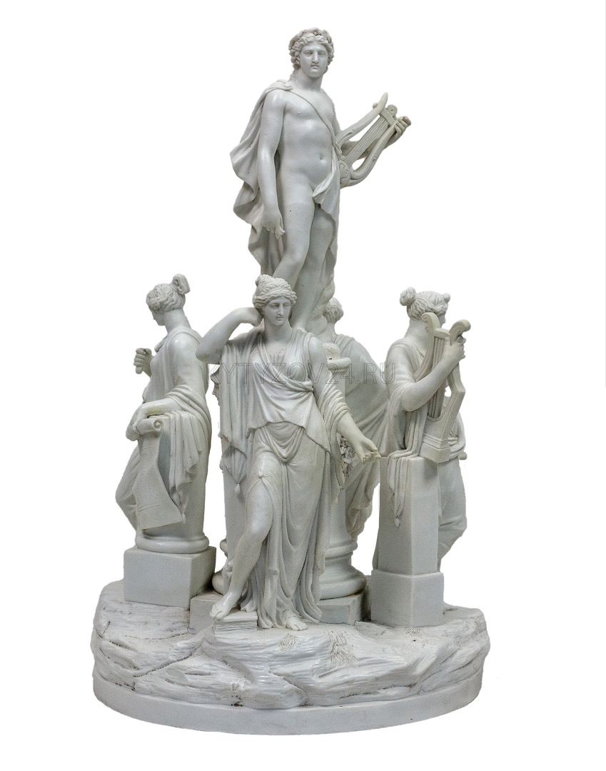Скульптура «Аполлон и четыре музы» из композиции «Храм Аполлона», Россия, Санкт-Петербург. Императорский фарфоровый завод; Ж.-Д. Рашетт.  1793 – 1797 гг.  Бисквит. Коллекция салона "Элит-Антик"