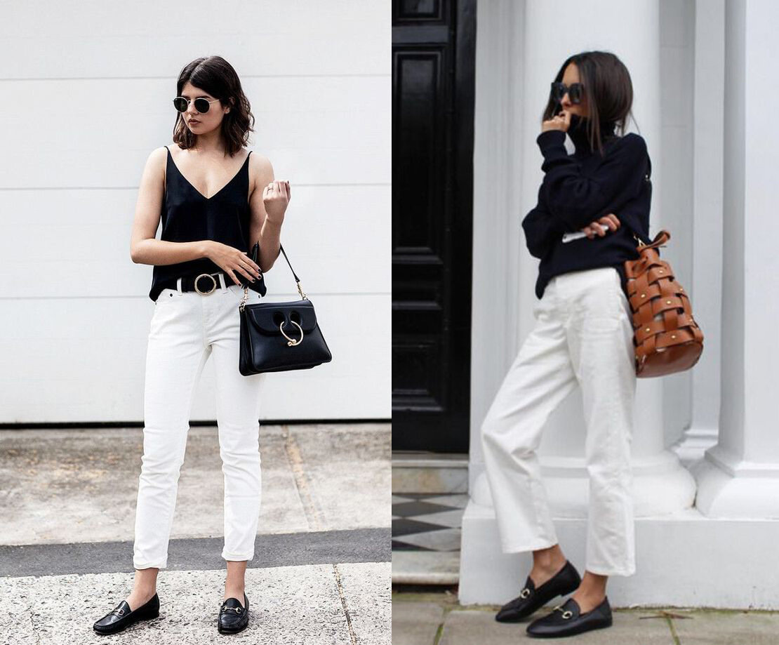 Лоферы, сумки и пояс. Они тут главные