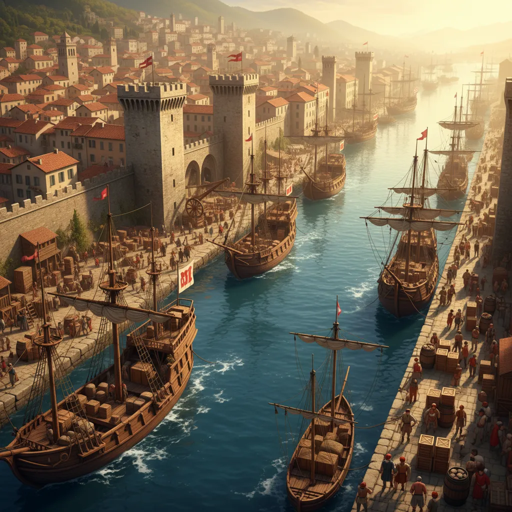 В порту города.