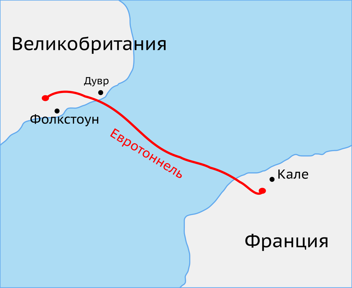 Евротоннель на карте