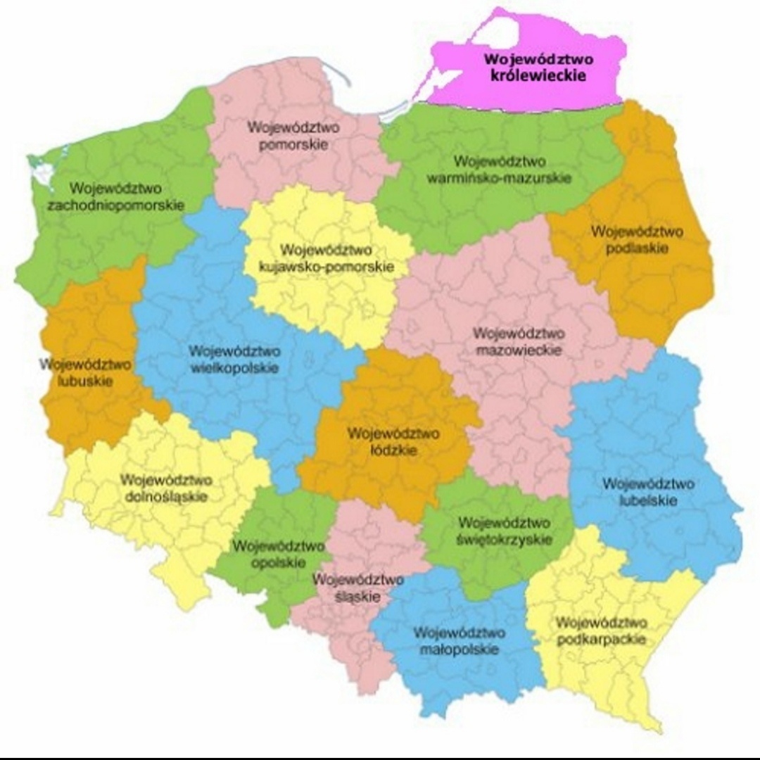 В польском сегменте интернета легко находятся карты страны с Калининградской областью в ее составе