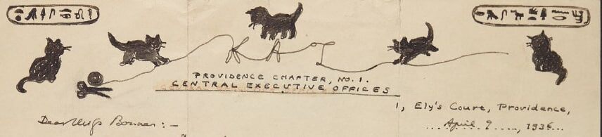 Котята, нарисованные Лавкрафтом в шапке письма