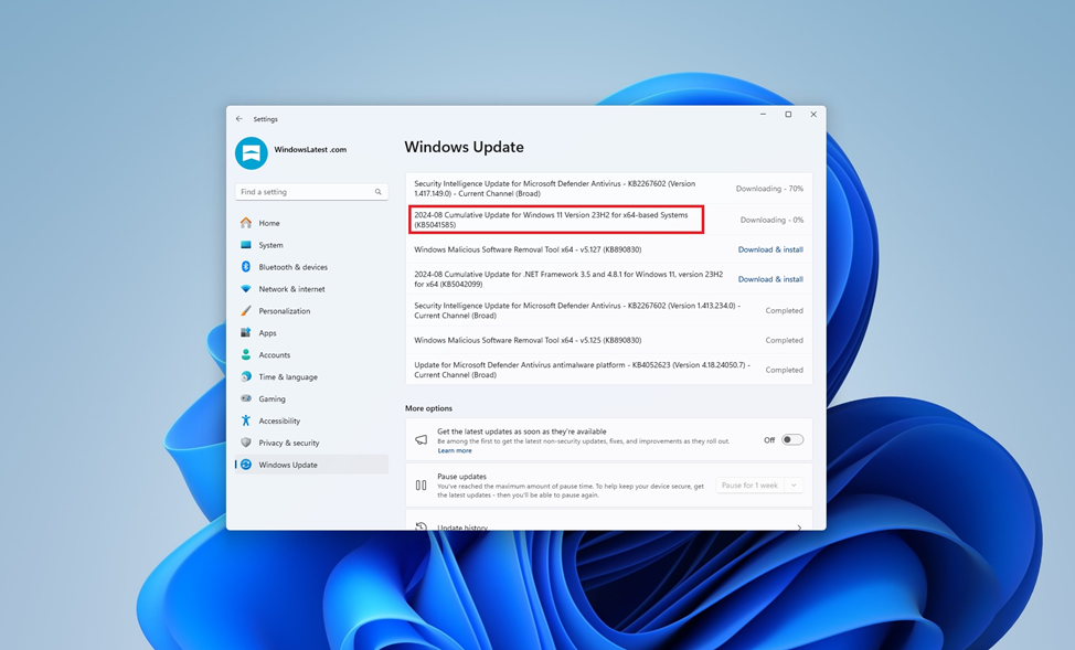 Kb5041585 не устанавливается. Kb5041585 не устанавливается