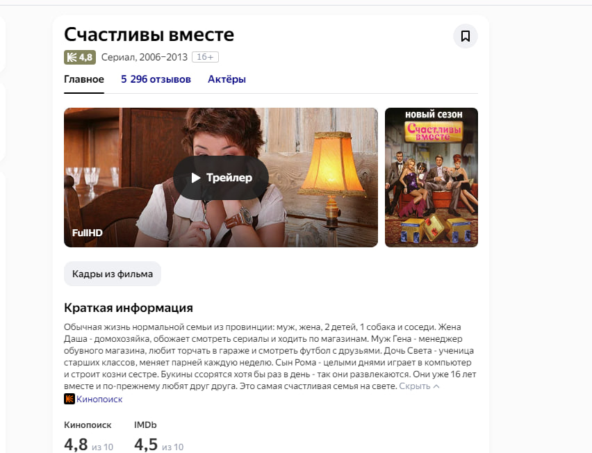 Краткий анонс сериала "Счастливы вместе" от Кинопоиска. 