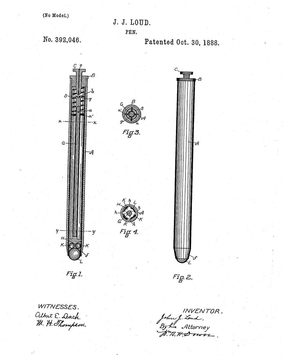Конструкция первой шариковой ручки, конец XIX века. Источник: https://www.ixbt.com