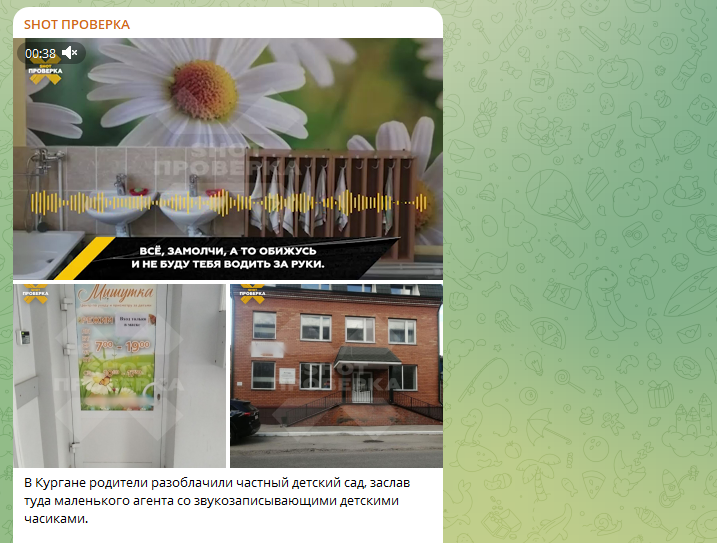    Скриншот ТГ-канала "SHOT ПРОВЕРКА".