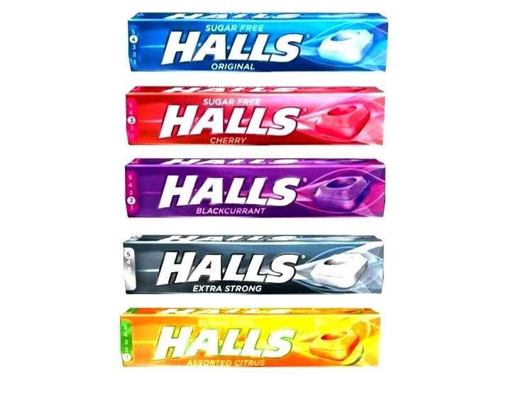 На картине изображены некоторые вкусы Halls. 