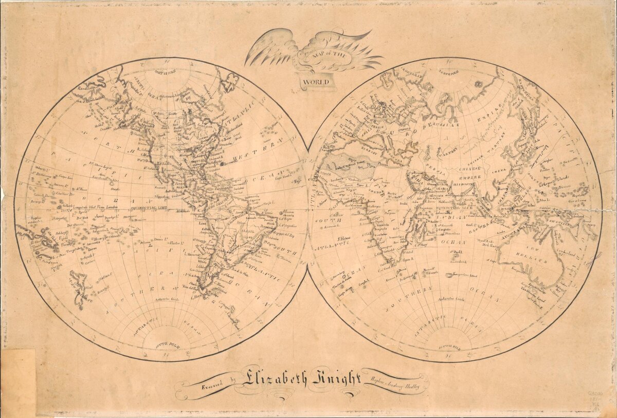 Карта мира, 1810 г. Library of Congress, Geography and Map Division