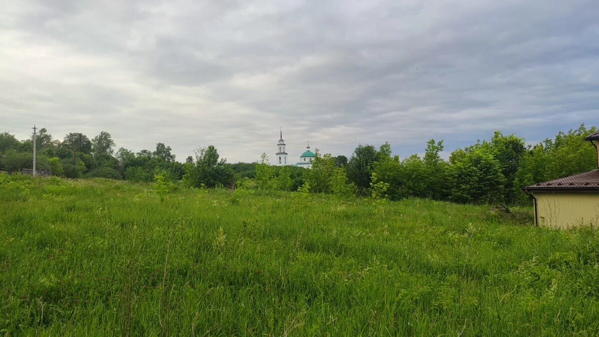 Вот такие красивущие места мы видели. Село Кушниково около Волги. Вдали - местный храм.