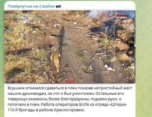   Фото: Скриншот Telegram/Повёрнутые на Z войне