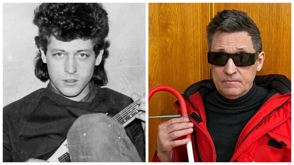 В 90-е гг. Сергей Марков был очень популярен, справа - музыкант после "освобождения" из ПНИ