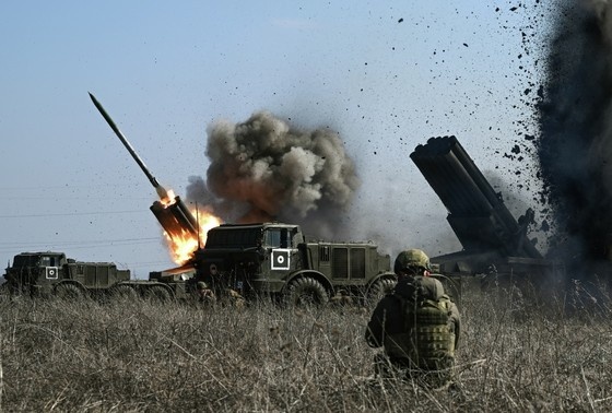    Реактивные системы залпового огня (РСЗО) 9К57 «Ураган» ВС РФ