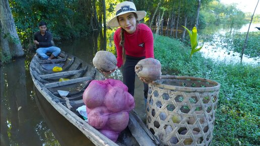 Как приготовить клейкий рис с кокосом в родной деревне 🥥 | Деревенская жизнь