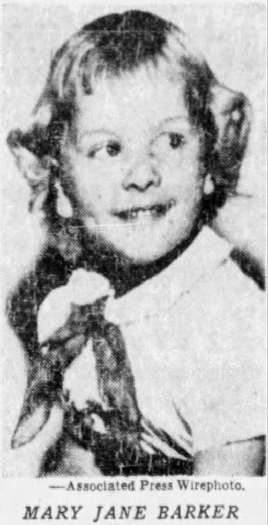 Фото Мэри Джейн Баркер из газетной статьи, посвященной ее пропаже