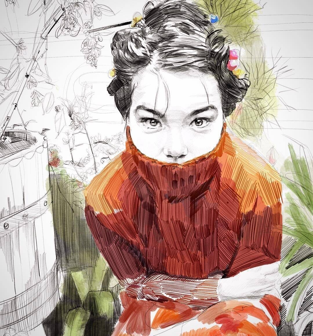 Работа художника Тито Мерелло Вилар / Tito Merello Vilar / Digital Art / Бьорк / Бьёрк / Björk