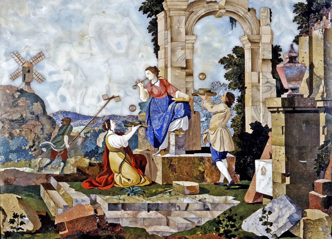 Мозаичное панно в технике Пьетра Дуре по эскизу Джузеппе Дзокки