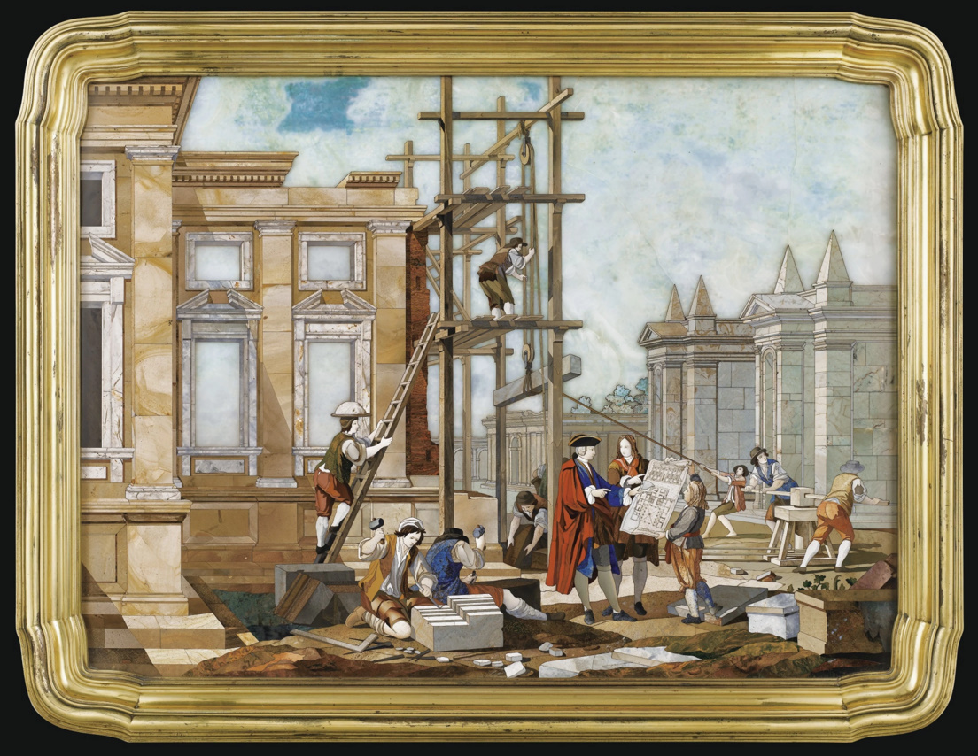 Мозаичное панно в технике Пьетра Дуре "Аллегория архитектуры" по эскизу Джузеппе Дзокки, 1753.