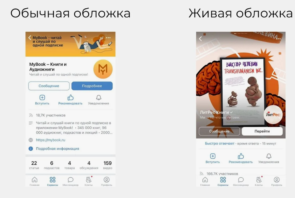 Разница между живой и обычной обложкой