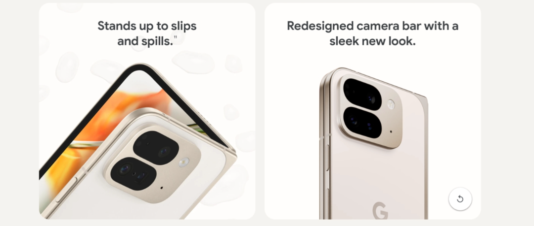 Тут тоже имеется новый дизайн, причём он с одной стороны перекликается с Pixel 9, но с другой, из-за формы блока камер, выглядит иначе. Pixel 9 Pro Fold намного тоньше предшественника. Это не рекорд для рынка, но новинка намного тоньше флагмана Samsung. Толщина в сложенном состоянии составляет 10,5 мм, а в разложенном — 5,1 мм. Масса равна 257 г. 