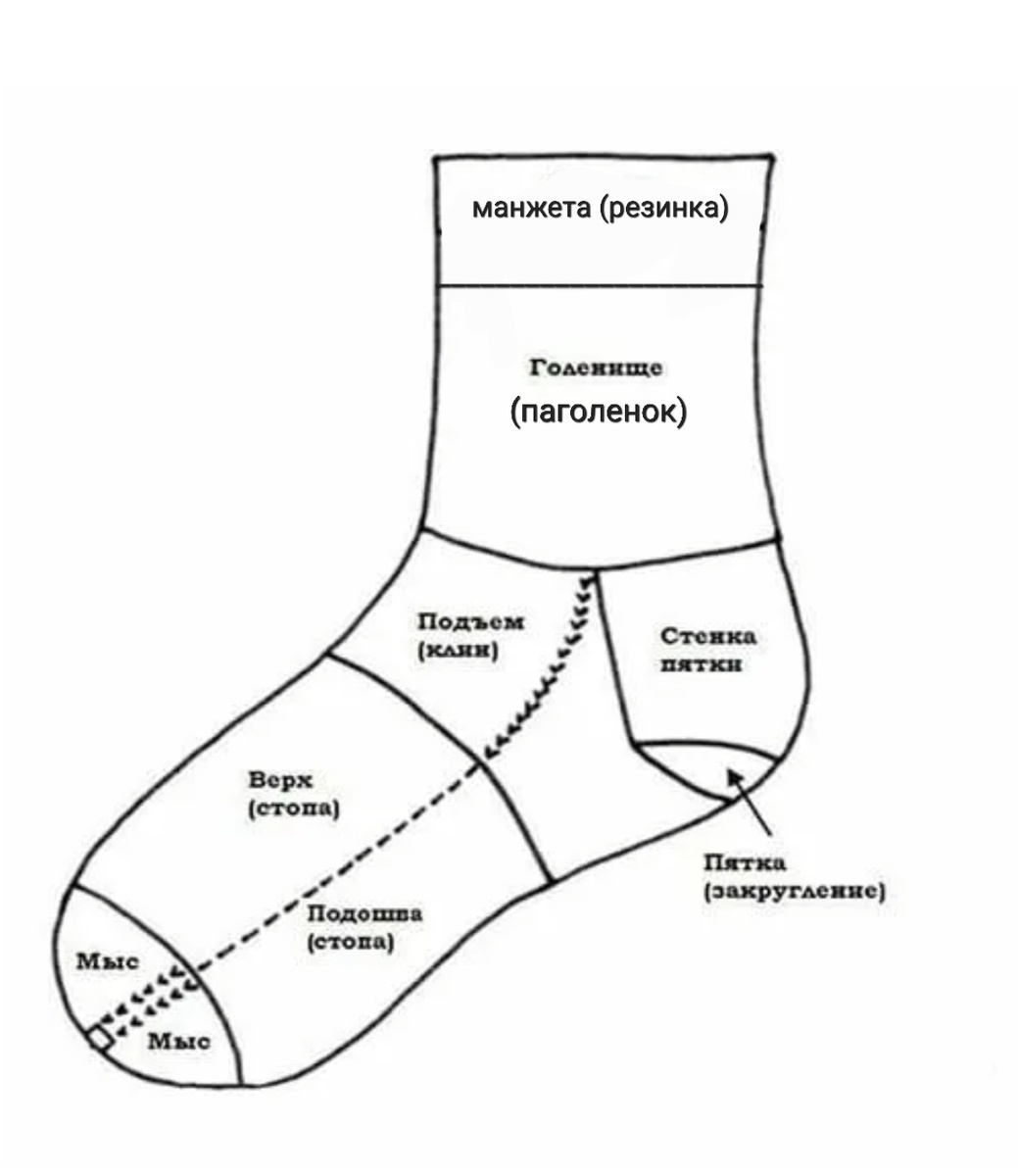 Части носка.