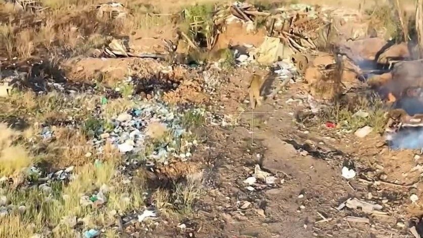 вид с квадрокоптера на окопы