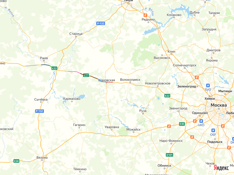 © yandex.ru/map-constructor (Красным — 139-148 км, Голубым — 148-158 км, Коричневым — 158-180 км, Розовым — 180-195 км, Зеленым — 214-220 км, Синим — 220-229 км, Серым — 233-248 км)
