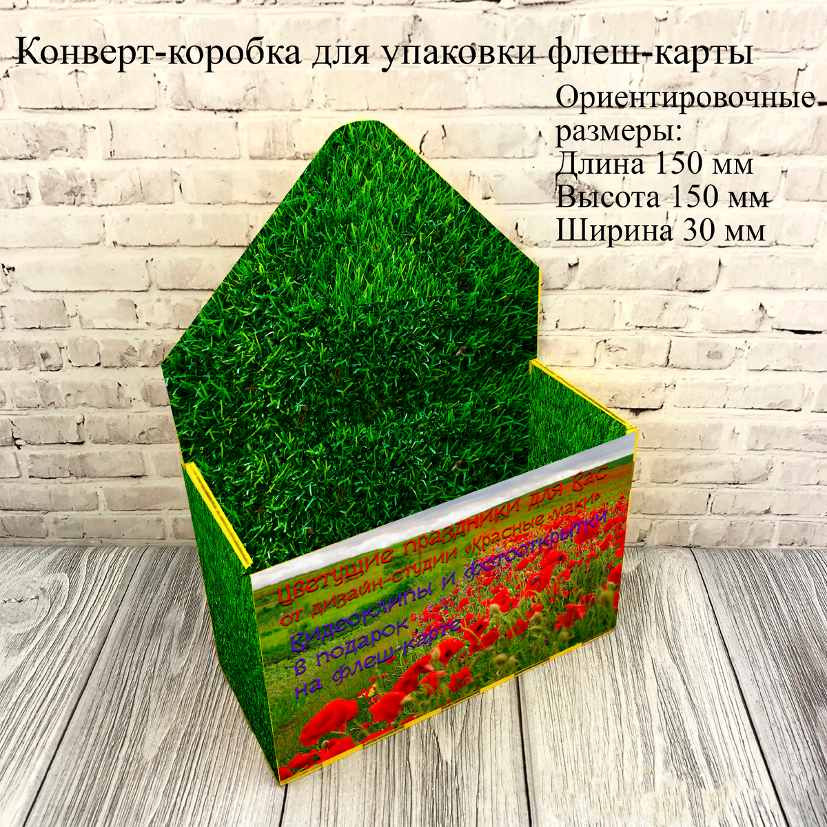 Конверт-коробка для оригинального подарка—флеш-карта с видеоклипами