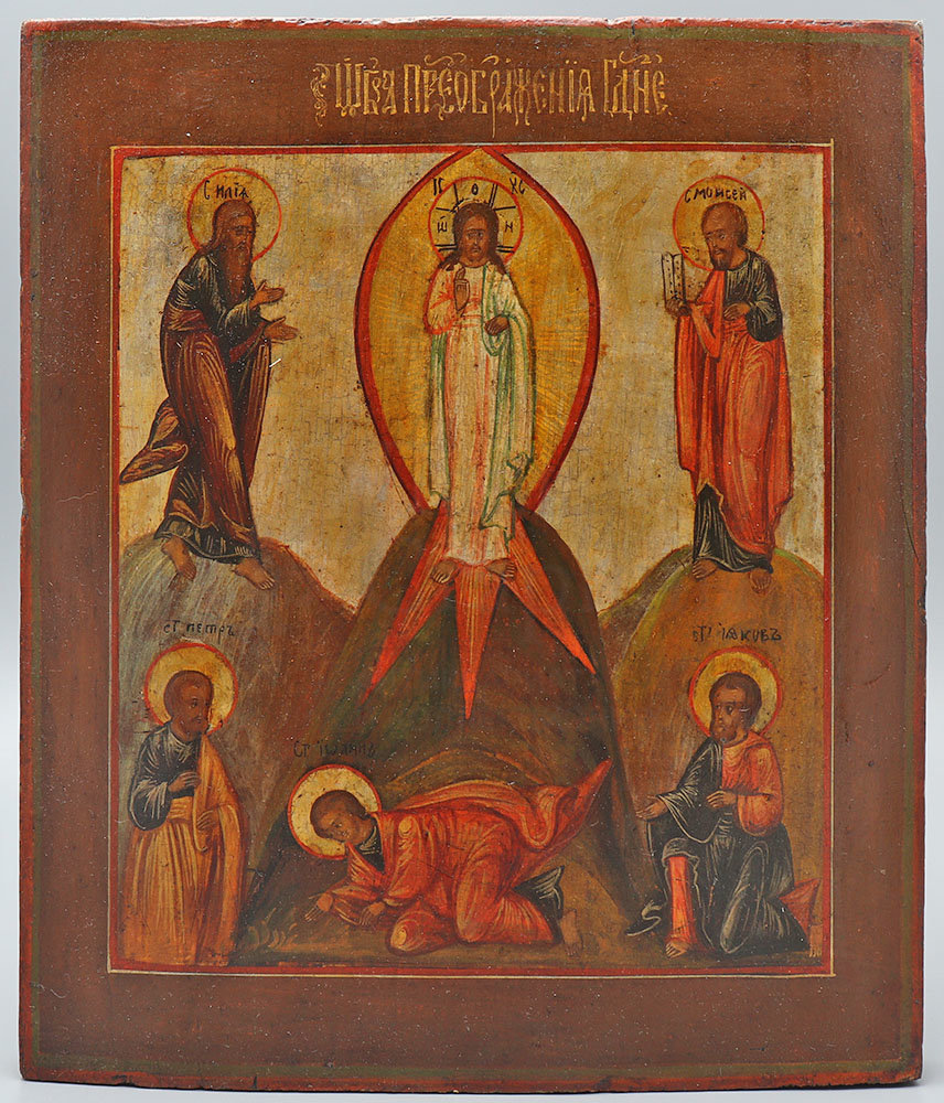 Антикварная деревянная икона «Преображение Господне», живопись, Россия, 19 в.