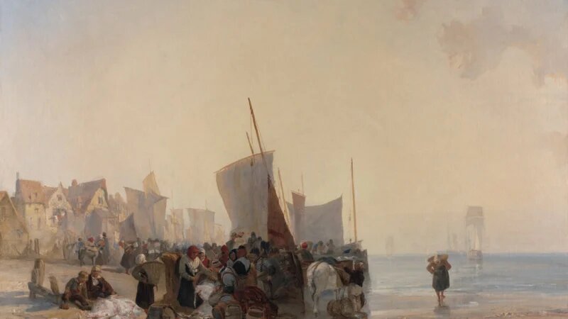 Ричард Паркес Бонингтон «Рыбный рынок близ Булони», 1824 год. Масло на холсте. Йельский центр британского искусства, Коннектикут. (Public Domain)