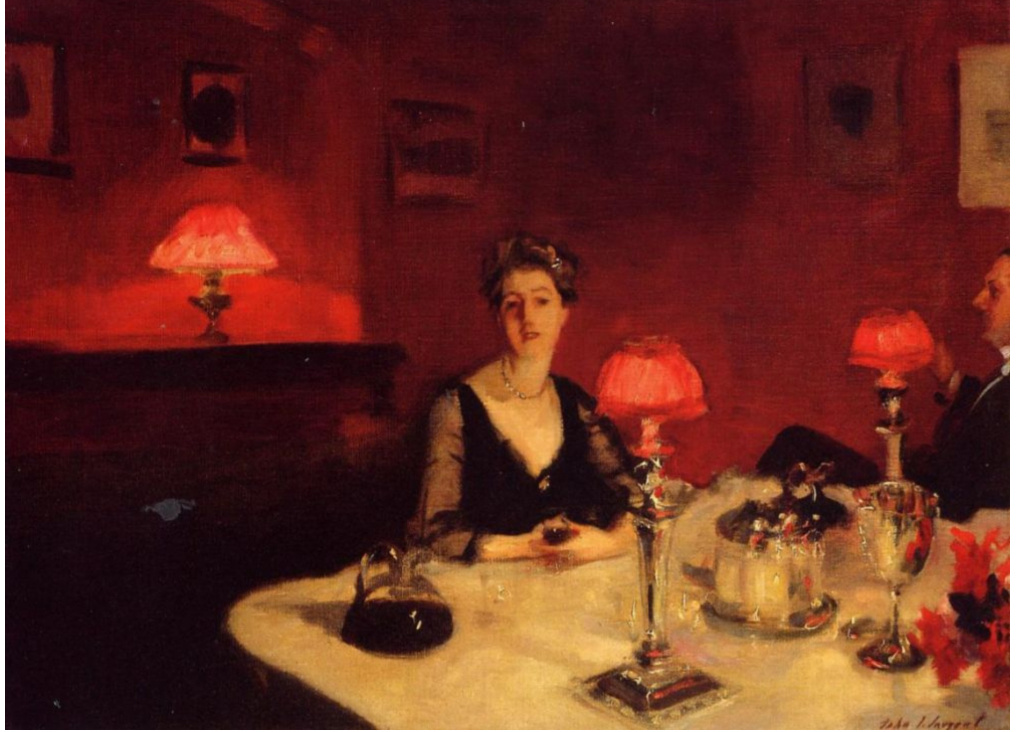 Обеденный стол ночью — 1884 год.