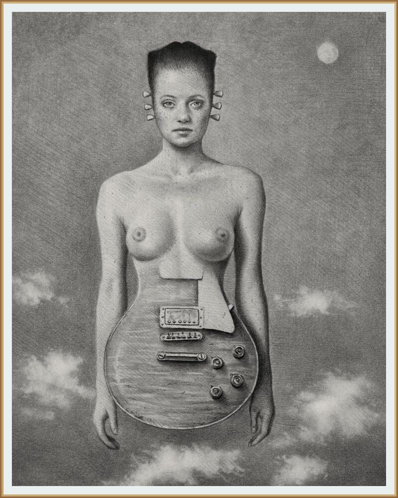 Рисунок художника РАУФ ХАГИГИ / Raoof Haghighi под названием  "Орудие Господне "Бумага, выполненная графитом  23х30 см
