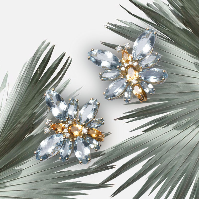 Серьги Dolce&Gabbana Primavera из желтого золота с аквамаринами, цитринами и бриллиантами