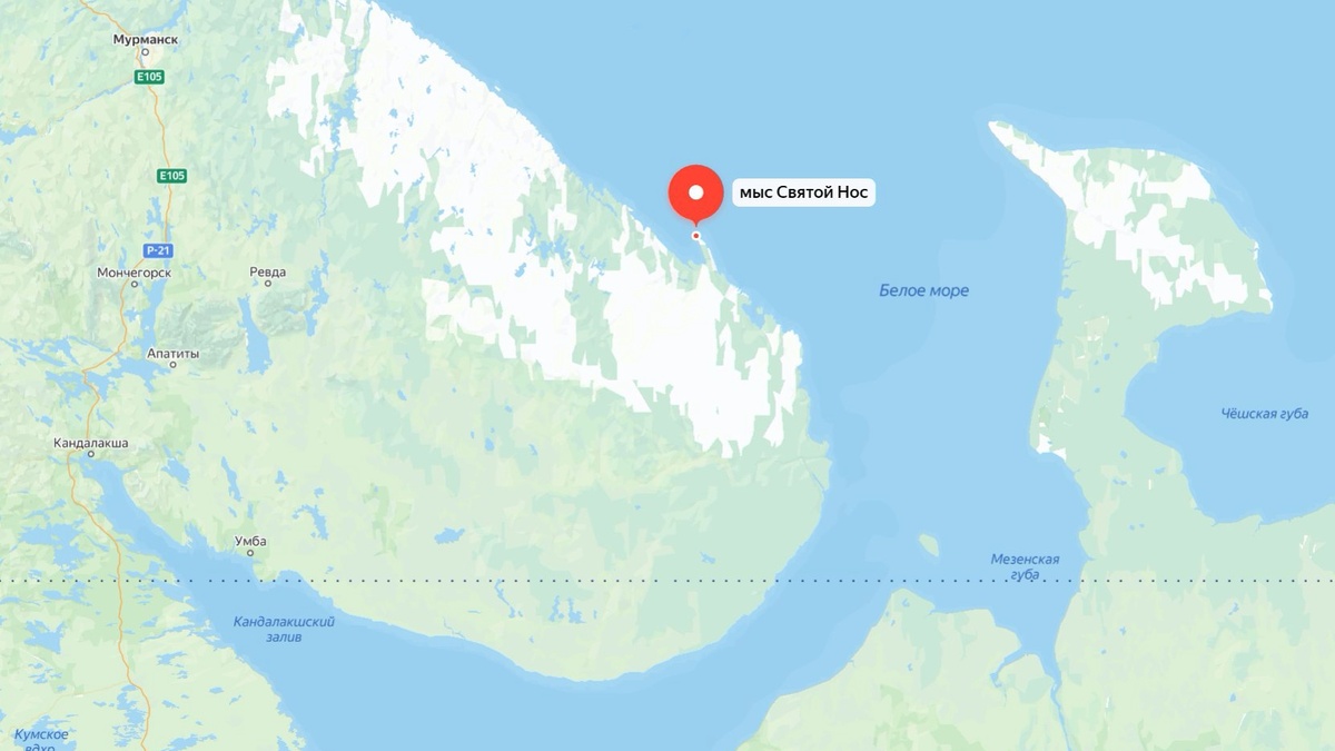 Мыс Святой Нос на карте