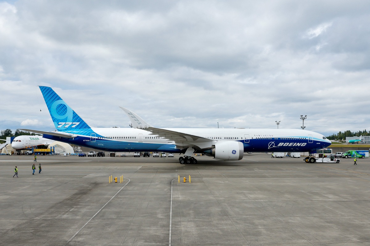 Испытательный Boeing 777X. Фото: Дженнифер Бьюкенен / AFP / Getty Images