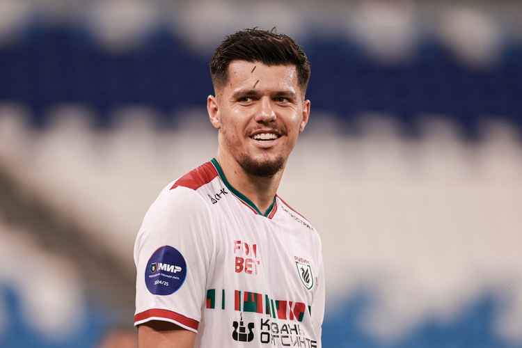    «Рубин» обыграл «Акрон» со счетом 2:1 (на фото — Мирлинд Даку).   
Фото: rubin-kazan.ru
