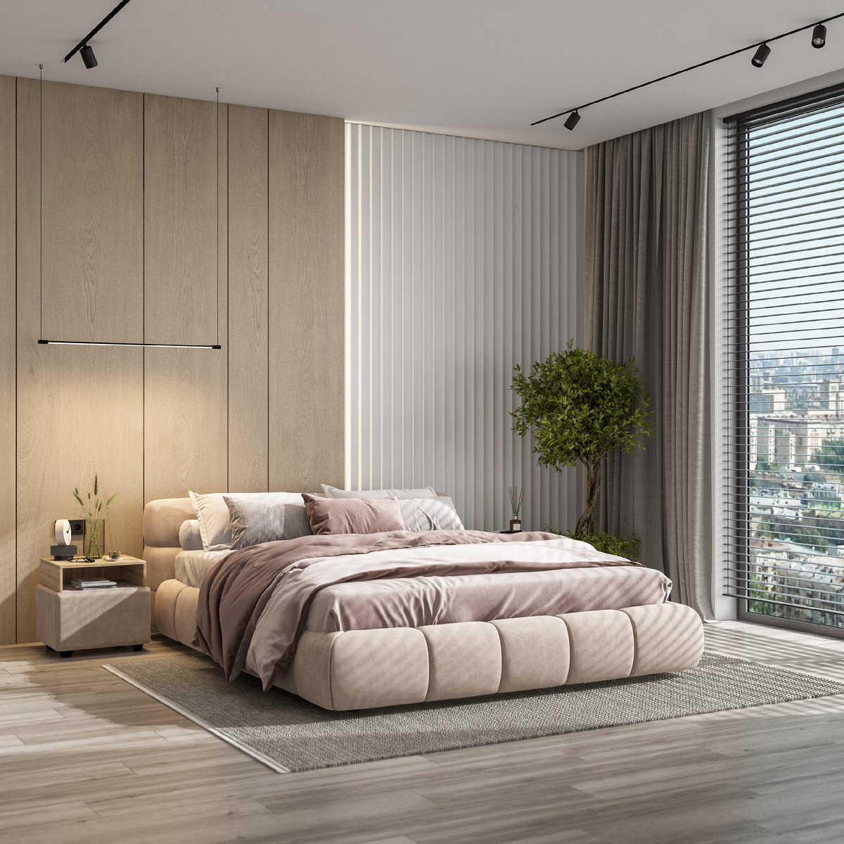 Кровать с низким изголовьем BOSS Dream в интерьере