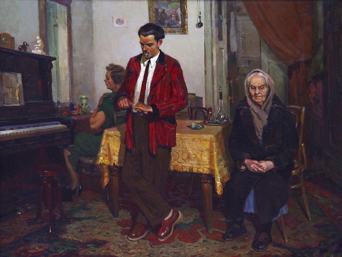 Александр Бурак «К сыну за помощью», 1954 г.