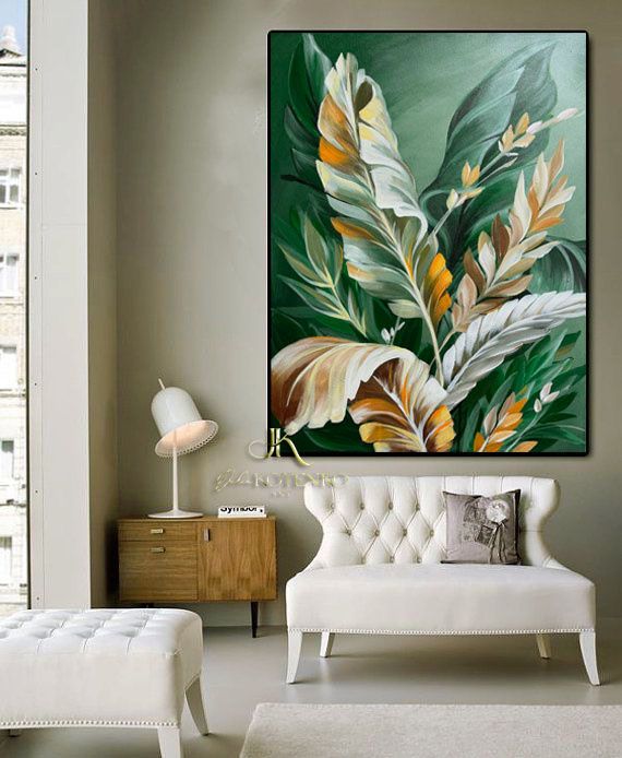 Интерьерная картина с тропическими листьями Юлии Котенко