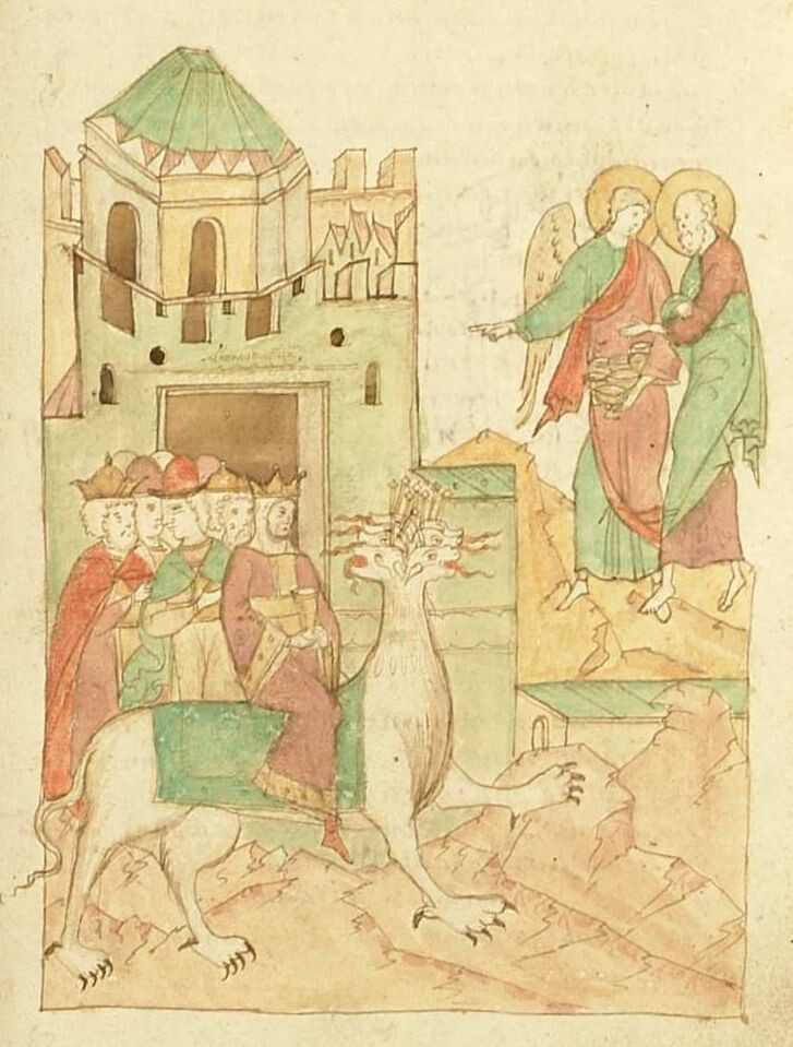 Η Πόρνη της Βαβυλώνας (μικρογραφία από την Αποκάλυψη του προσώπου, 16ος αιώνας).