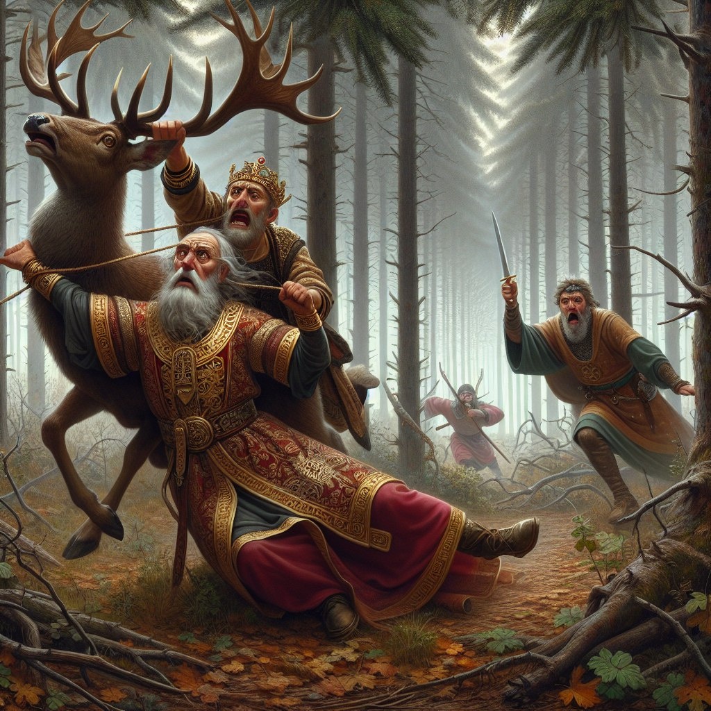 Иллюстрация момента ранения короля 