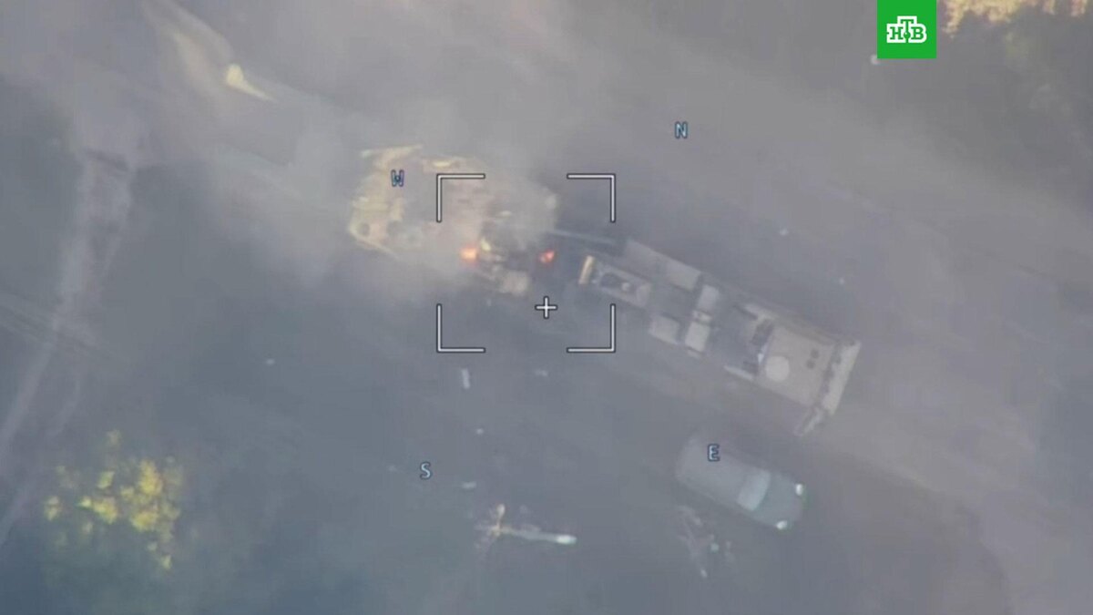    МО показало уничтожение танка ВСУ на трале в Курской области