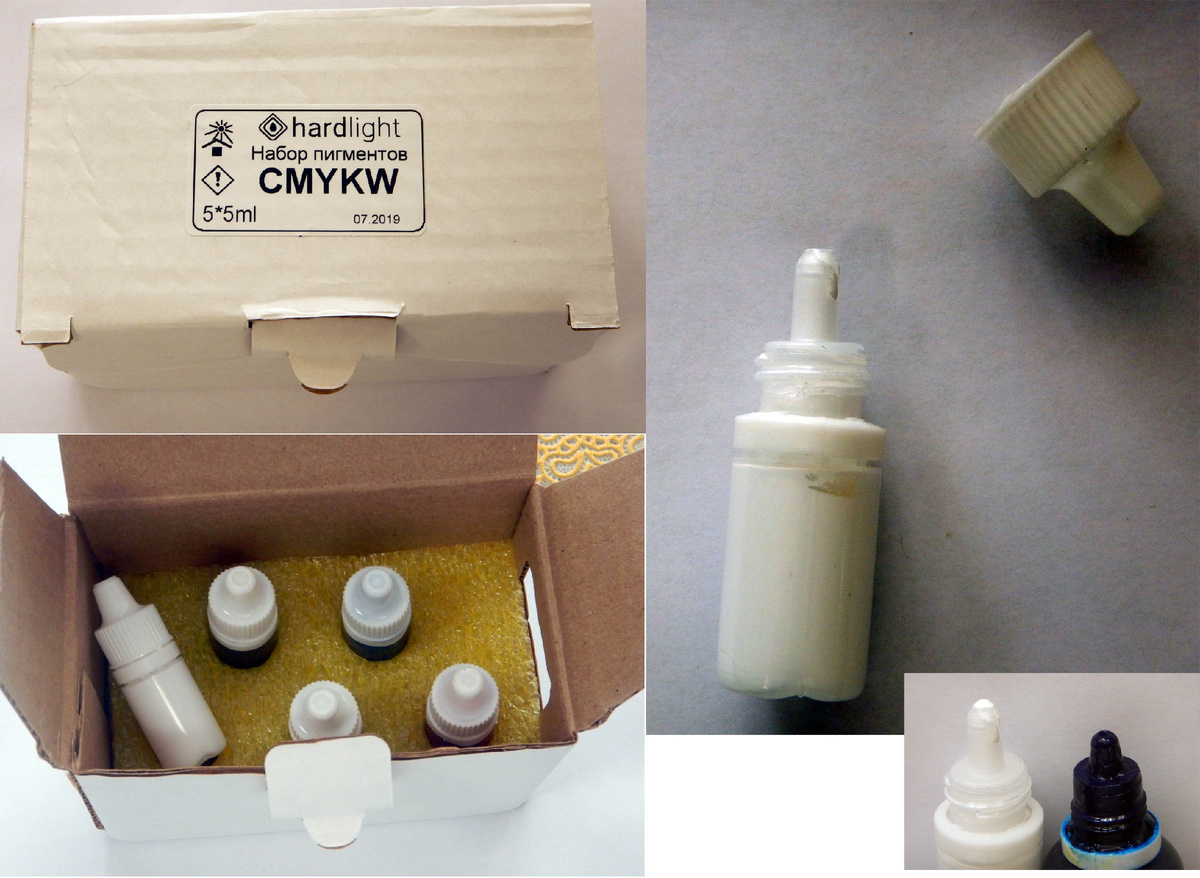 Пример пигментов в виде пасты для самостоятельной окраски фотополимерных смол